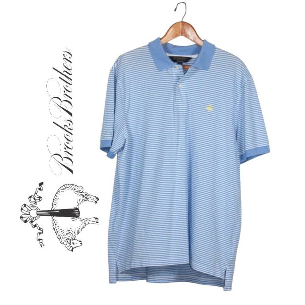 Brooks Brothers Blue & White Striped Polo Size Large